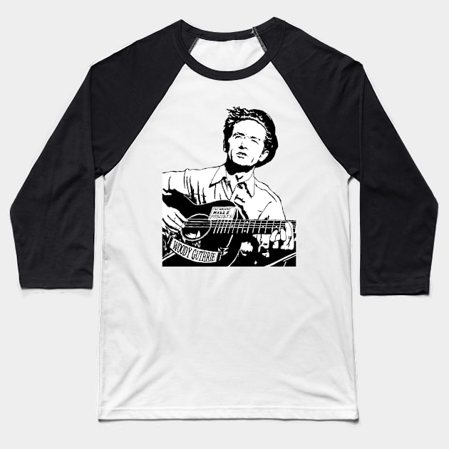 Woody Guthrie - This Machine Kills Fascists Baseball T-Shirt by WellRed